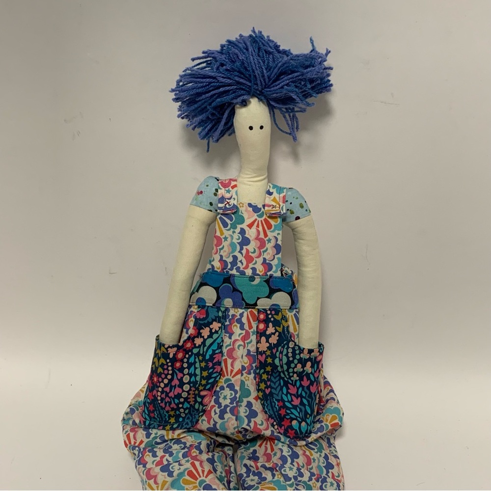 Handcrafted Tilda Doll Blue purple hair Norway